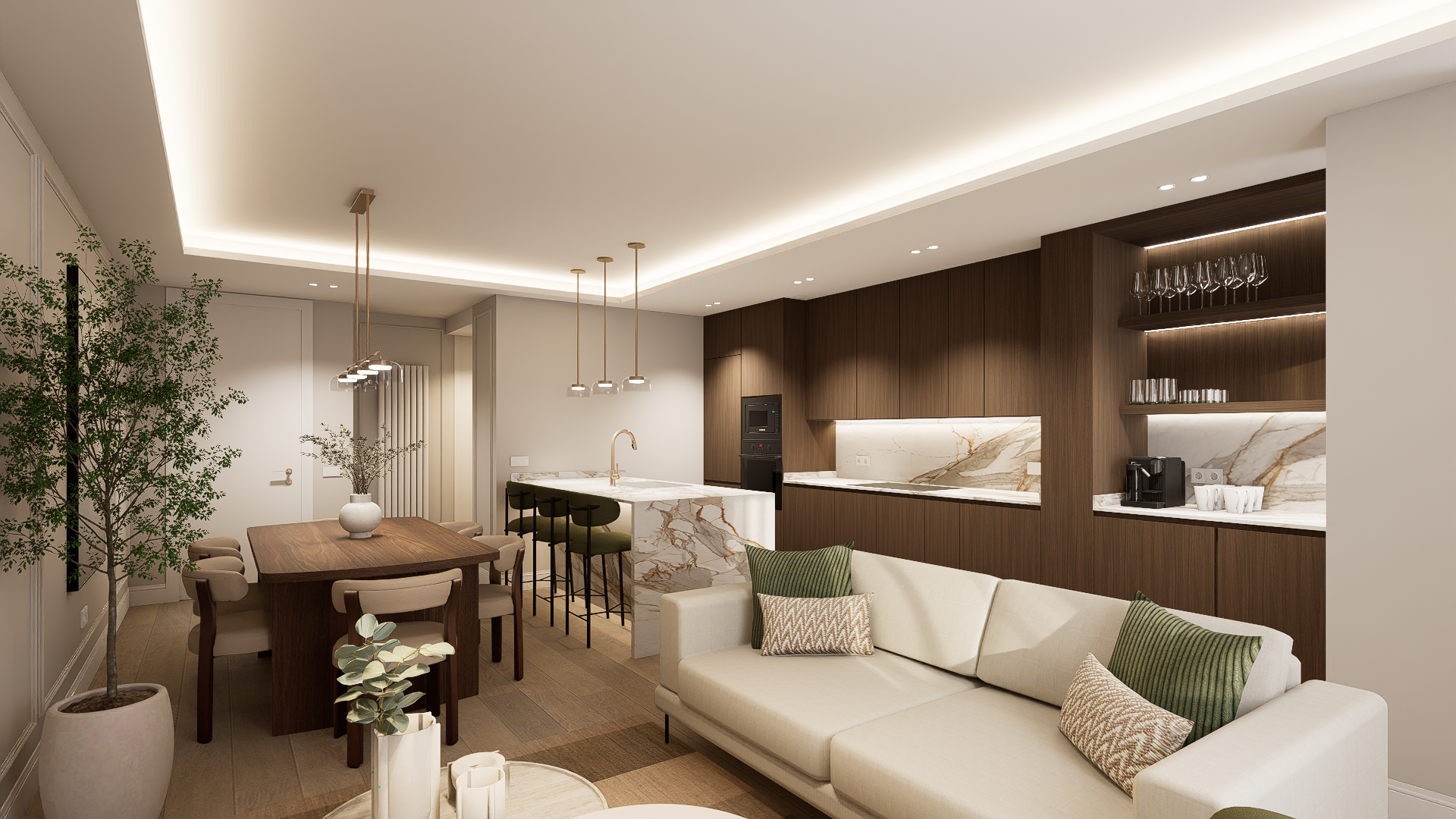 Luxury residence in Retiro Madrid with three bedrooms and a full renovation