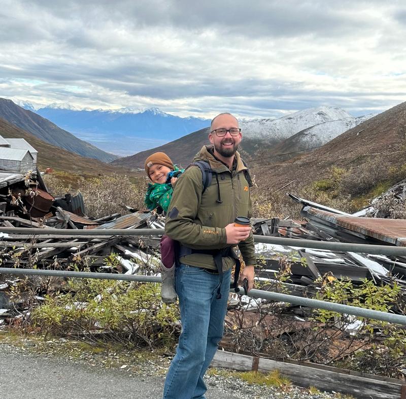 My cousin's youngest son and I hiking Hatcher's Pass in Alaska