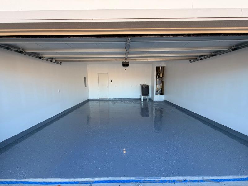 The final result with painted walls and epoxied floors