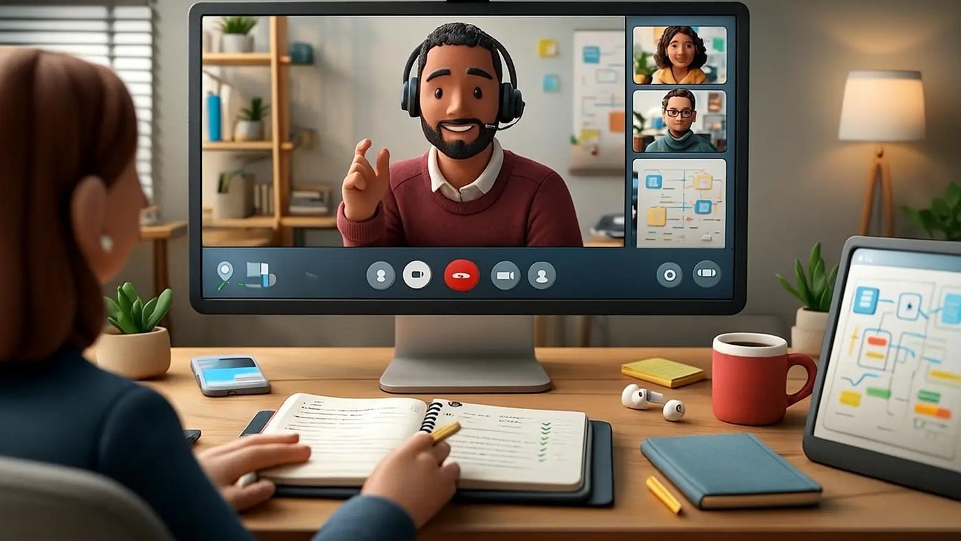 A person on a virtual meeting