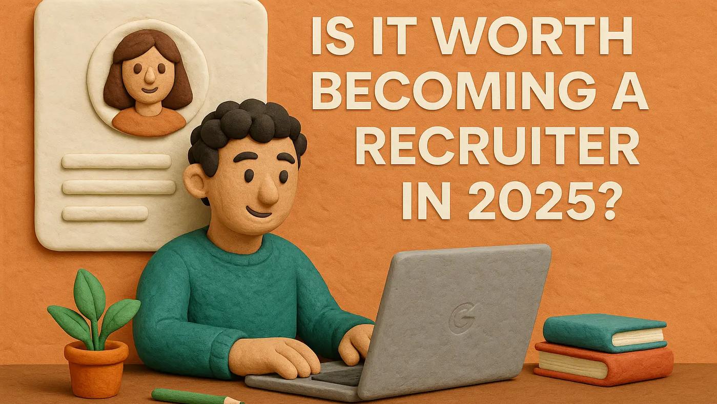 Person working remotely as a recruiter using AI sourcing tools on a laptop