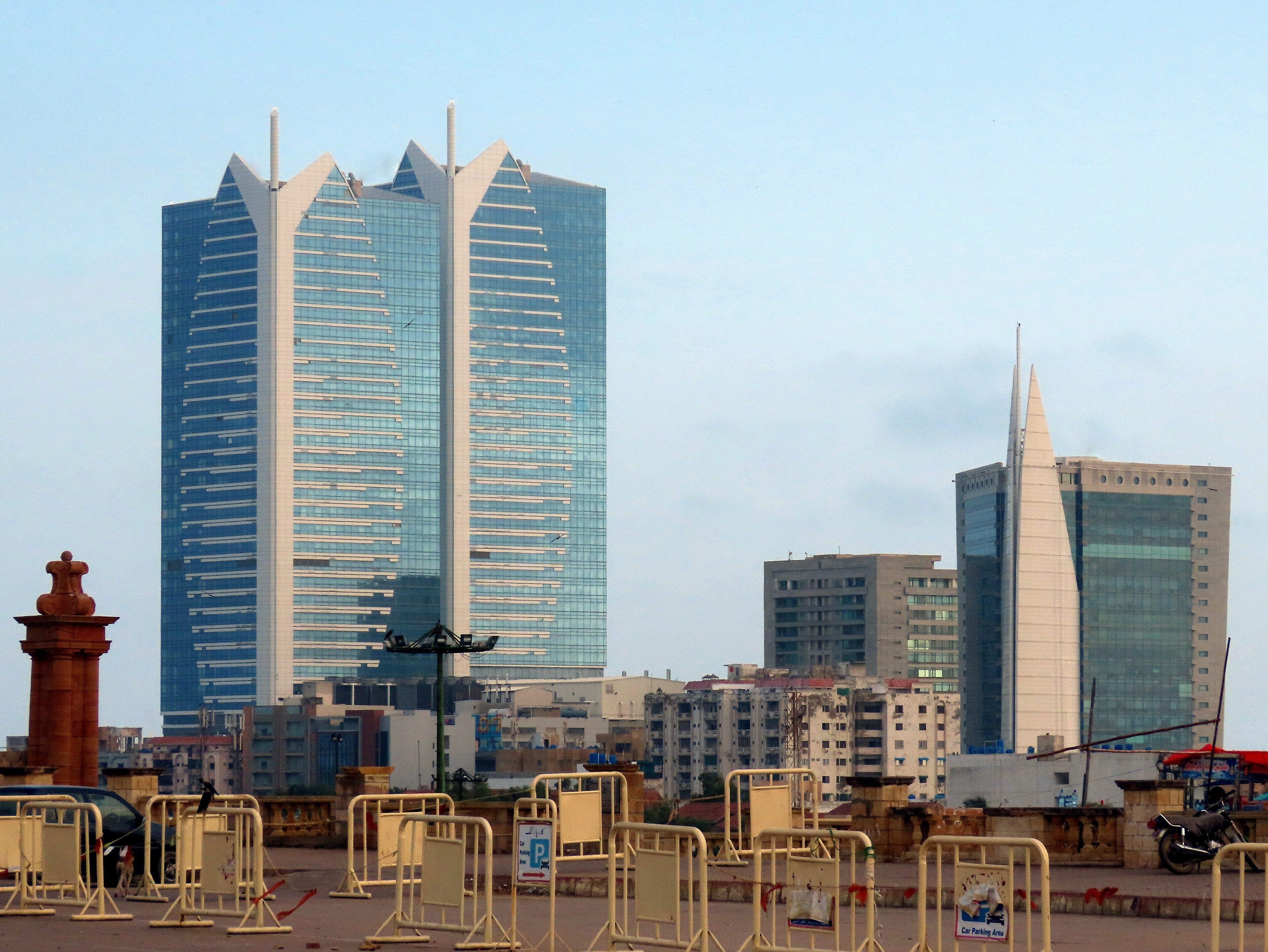 The Dolmen twin towers and other high-rise buildings in Karachi