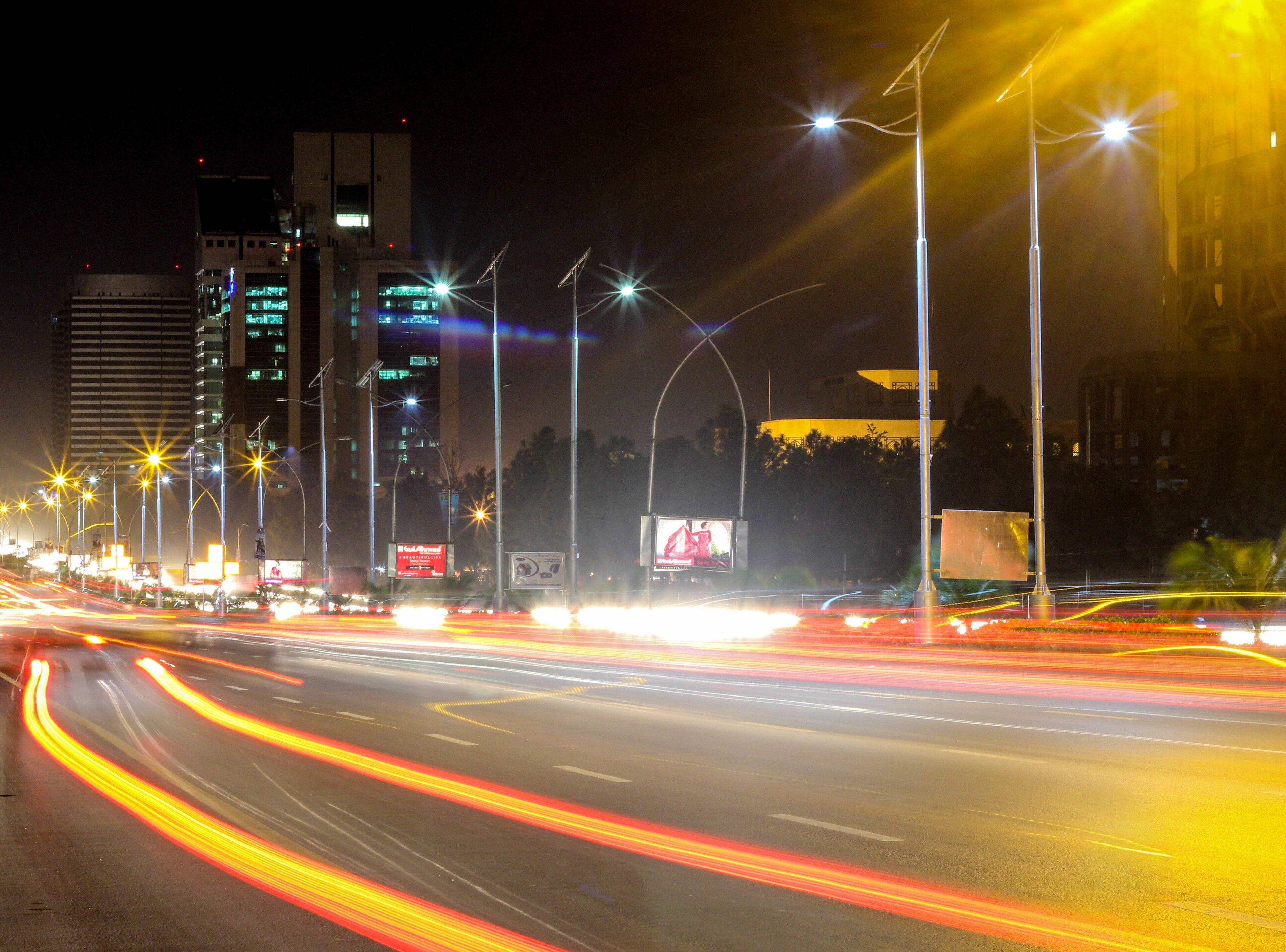 Blue Area, the business district of Islamabad, at night