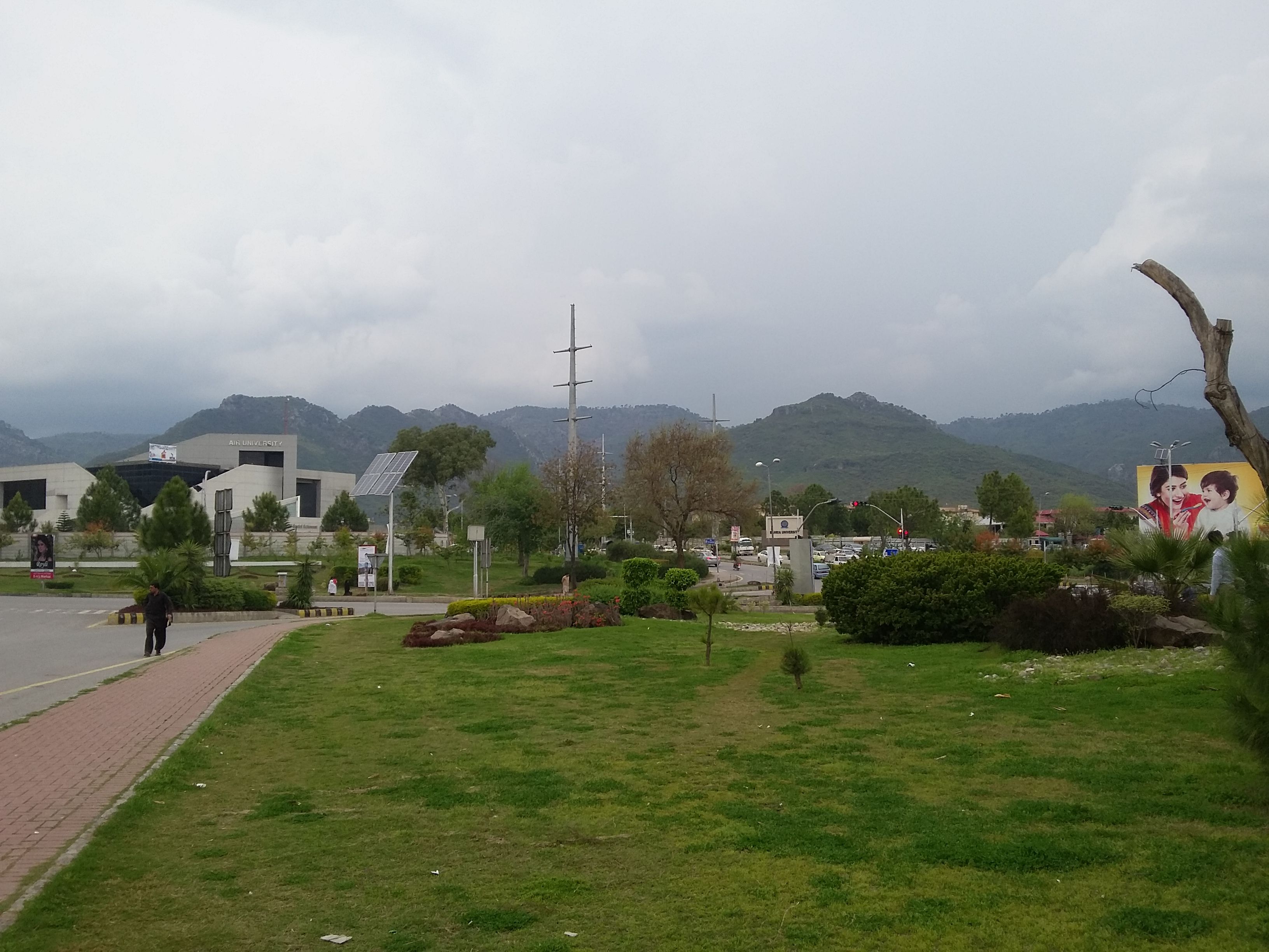 A green belt in sector E-8, Islamabad, below the Margalla Hills