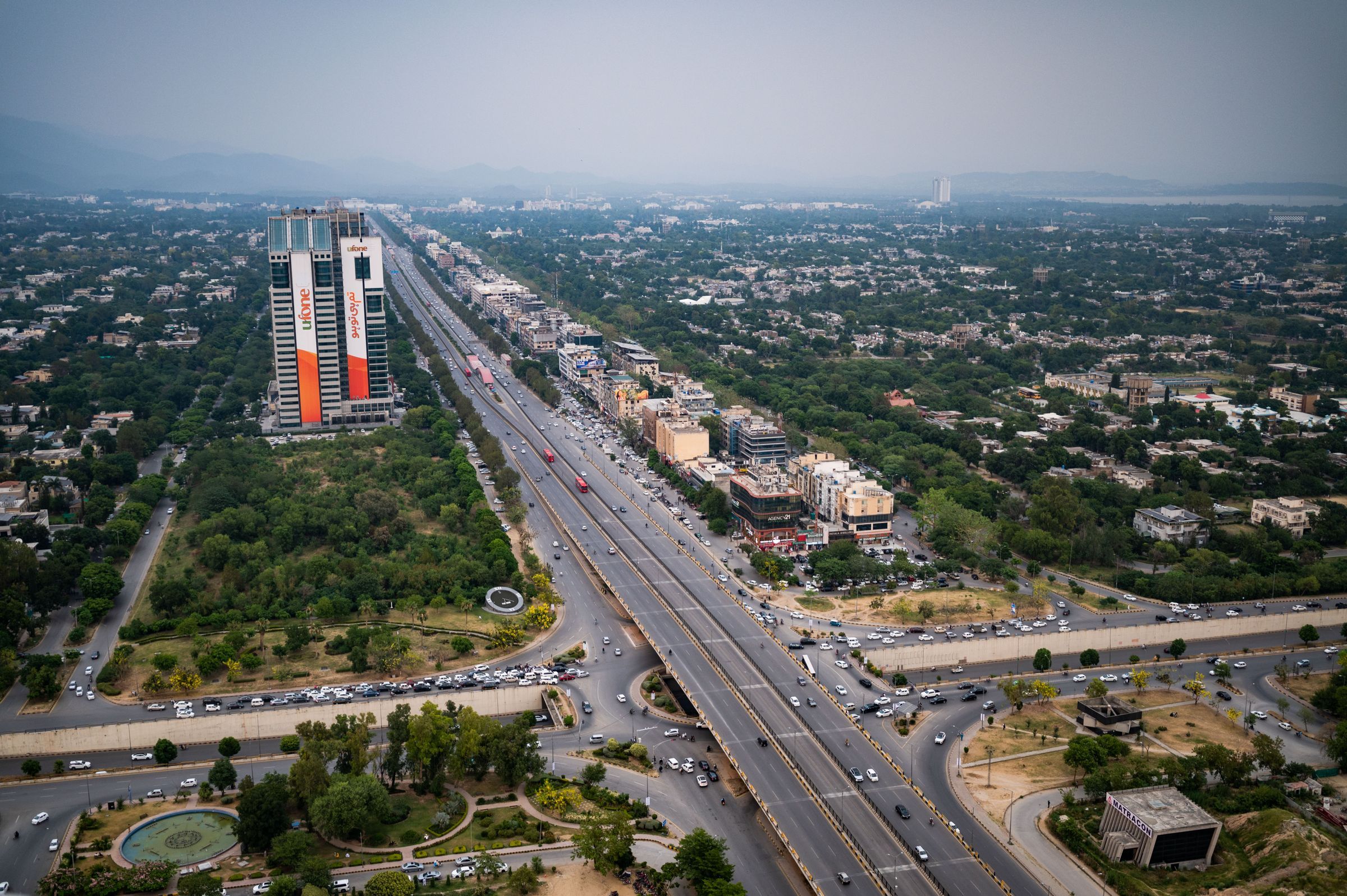 Aerial view of the Islamabad Expressway and surrounding development