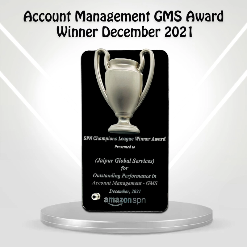 Account Management GMS Award Winner December 2021