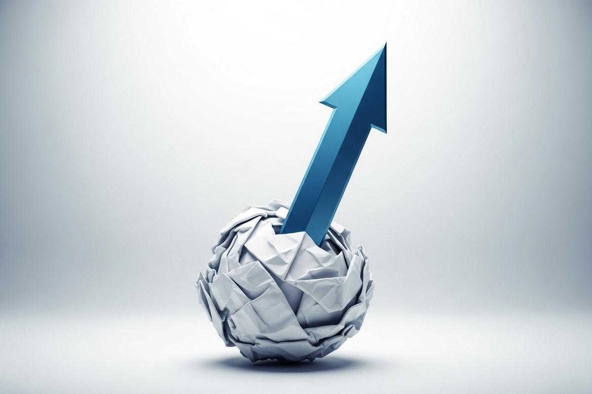 Plakatives Symbolbild, das einen aufsteigenden Pfeil (ROI) zeigt, der Chaos und unmessbare Arbeit durchbricht und Klarheit schafft.