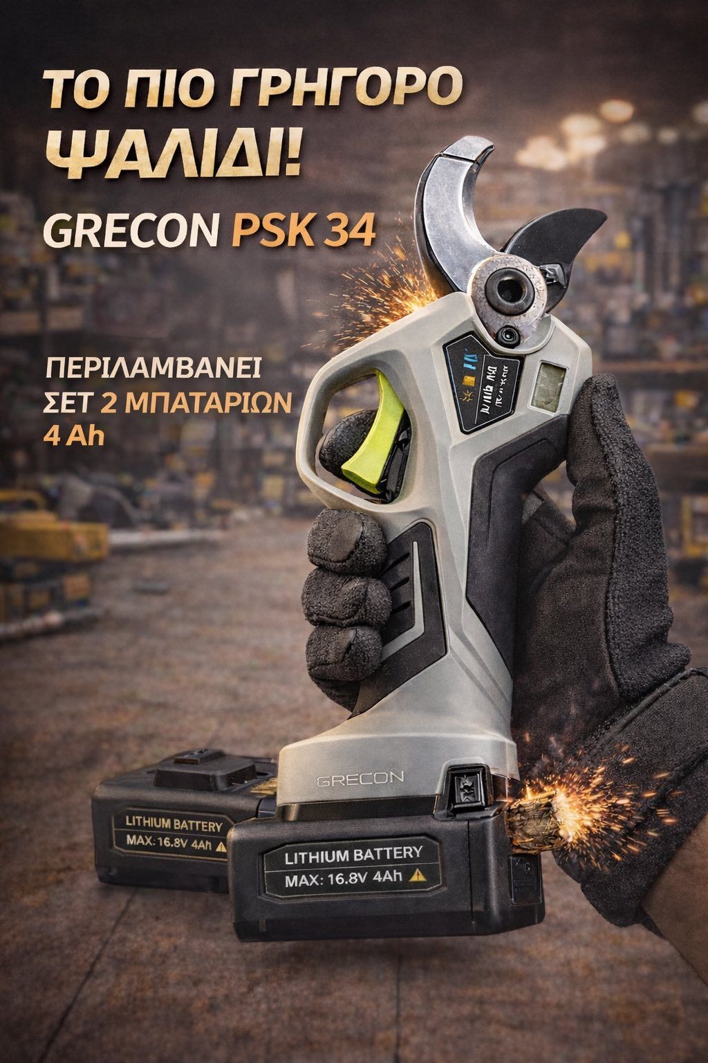 Ψαλίδι μπαταρίας 34 mm - γεωπονικά εφόδια Ξάνθη | Ζουμπούλη Χ. Ειρήνη