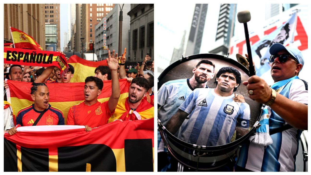 Argentina and Spain players in action on the field