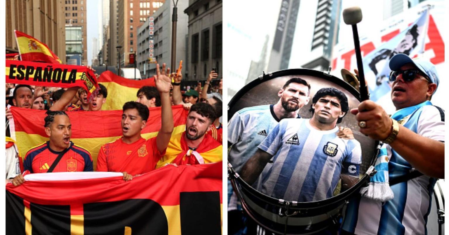 Argentina and Spain players in action on the field
