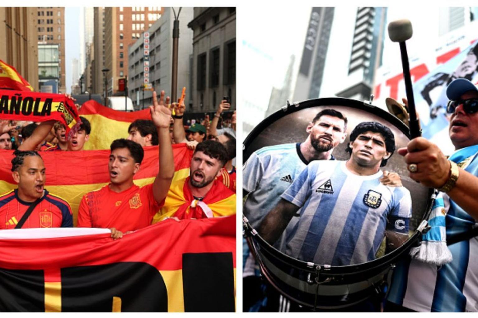 Argentina and Spain players in action on the field