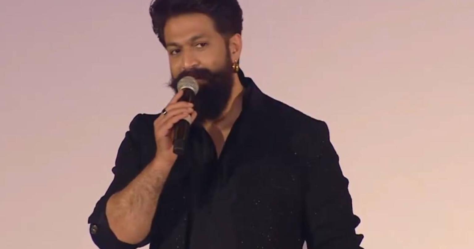 Yash and other actors at the Ramayana promotional event in New Delhi