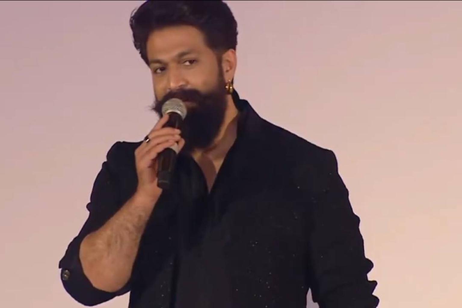 Yash and other actors at the Ramayana promotional event in New Delhi