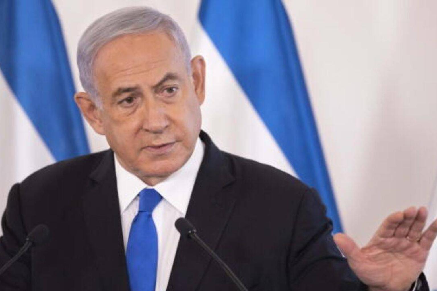 Israeli Prime Minister Benjamin Netanyahu speaking at a press conference