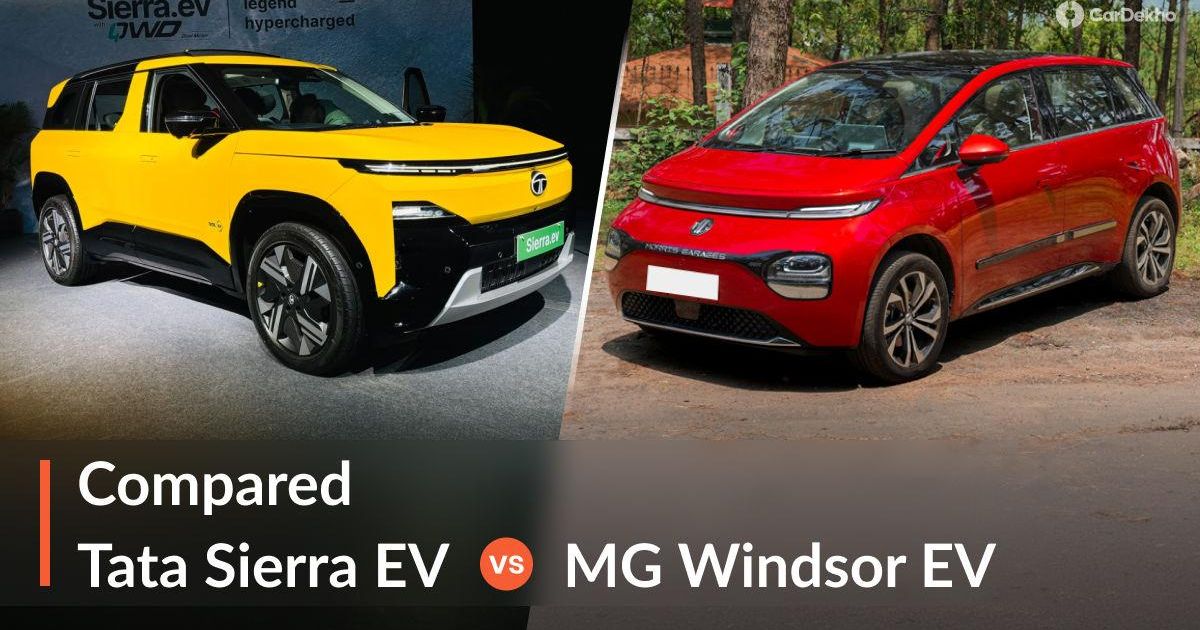 Tata Sierra EV vs MG Windsor EV Specifications Comparison: Dimensions, Colour Options, Features, Battery Packs, And Claimed Range, And Prices
