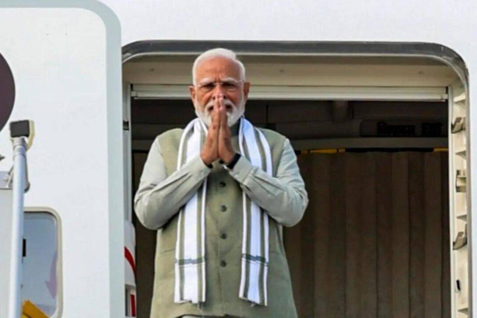 Prime Minister Narendra Modi being received by President Prabowo Subianto in Indonesia