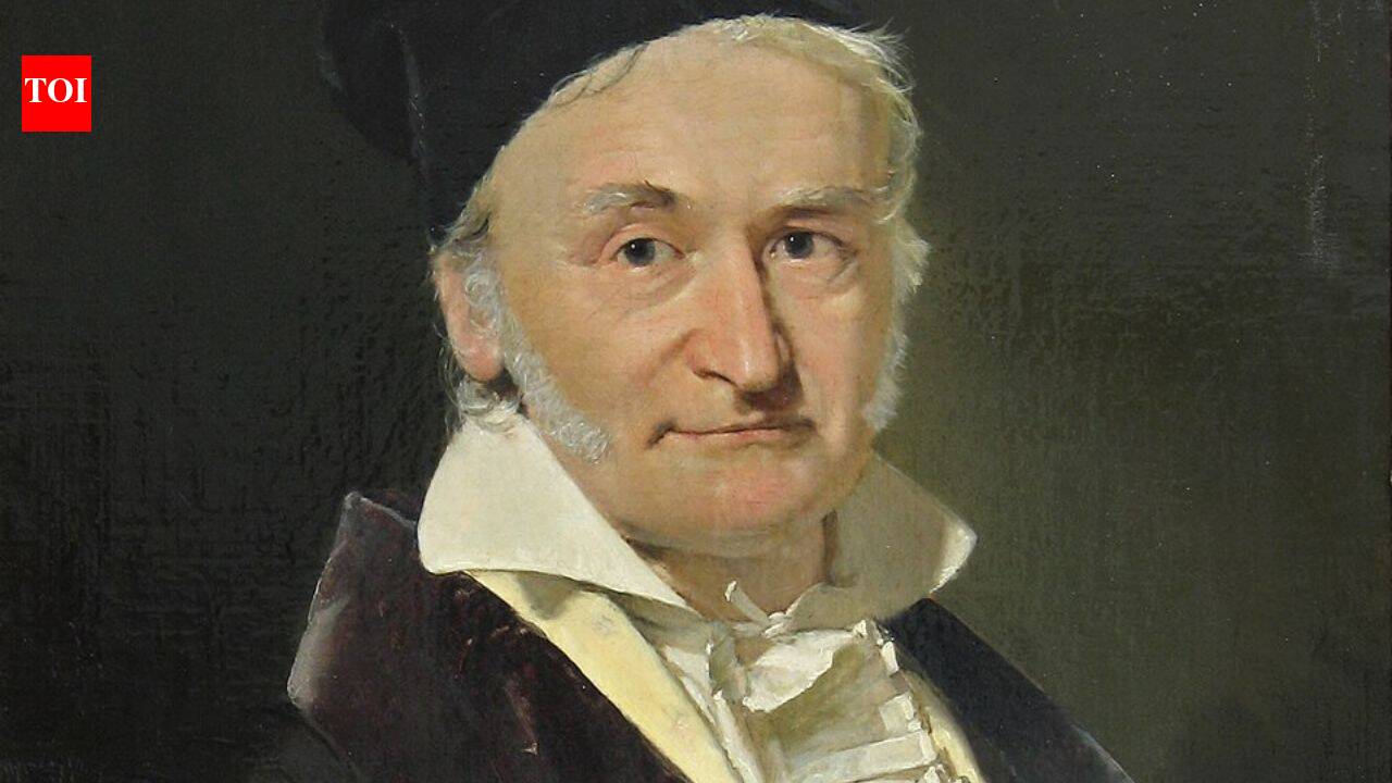 Carl Friedrich Gauss, a renowned mathematician, with a mathematical equation in the background