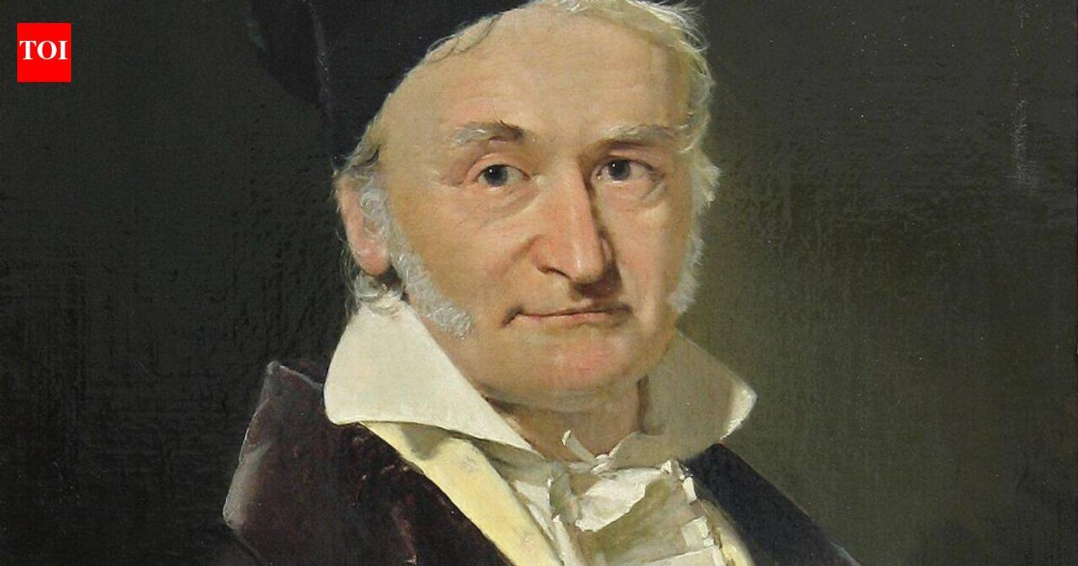 Carl Friedrich Gauss, a renowned mathematician, with a mathematical equation in the background