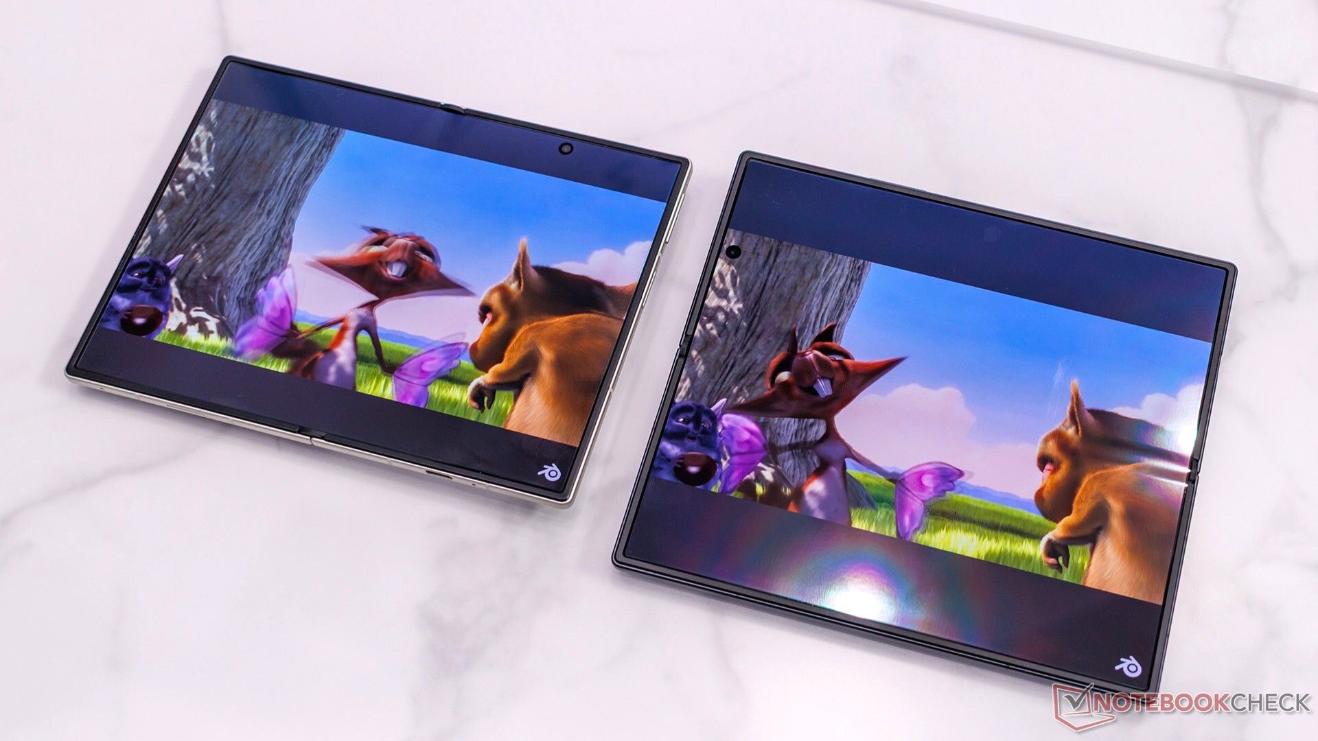 Person holding a Galaxy Z Fold 8 device with a large screen
