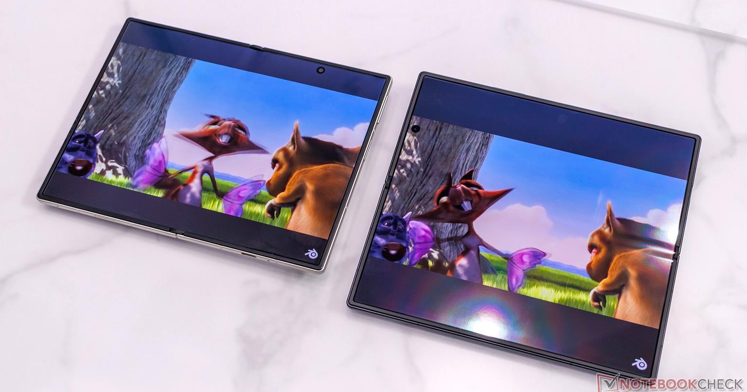Person holding a Galaxy Z Fold 8 device with a large screen