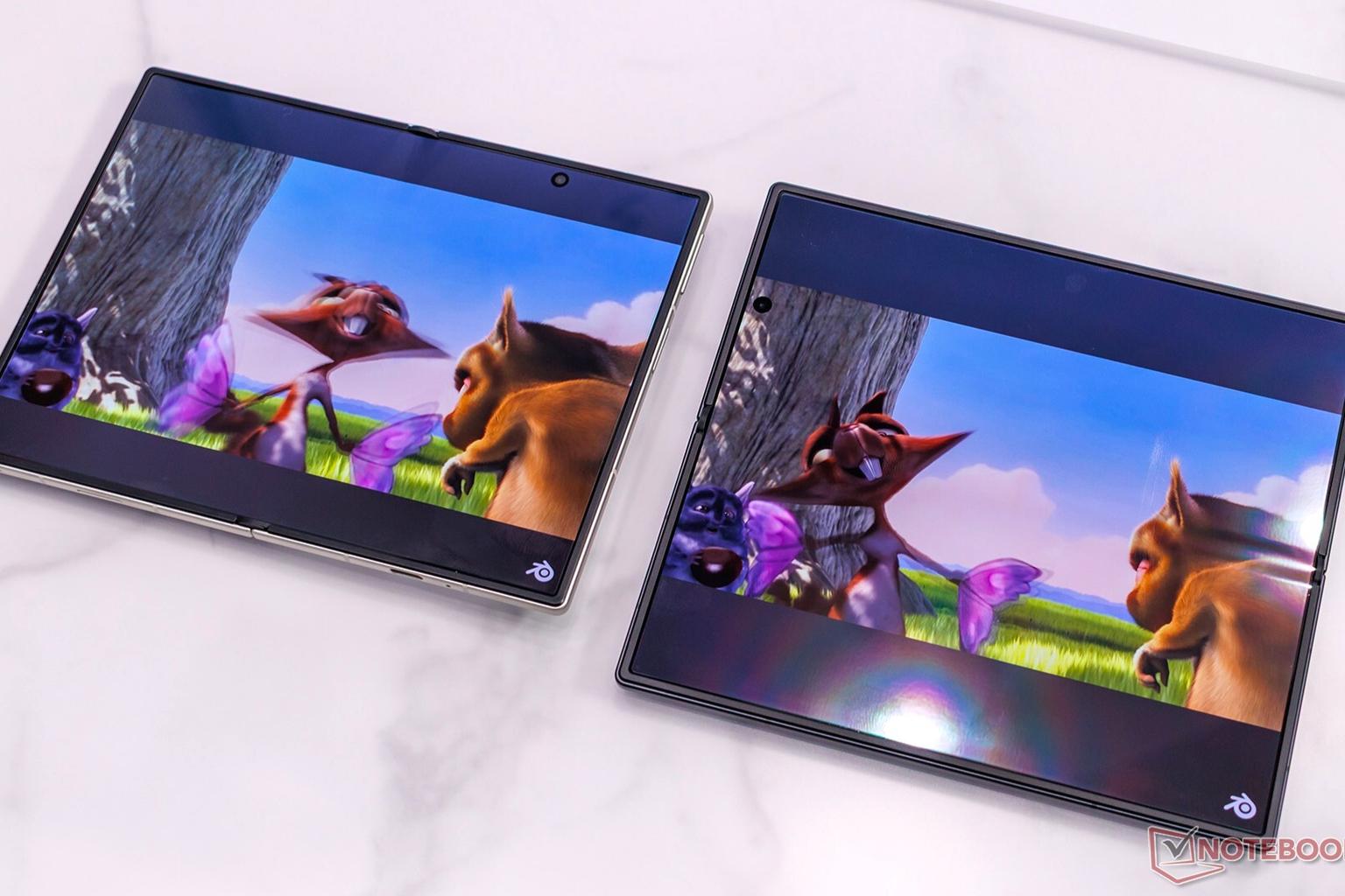 Person holding a Galaxy Z Fold 8 device with a large screen