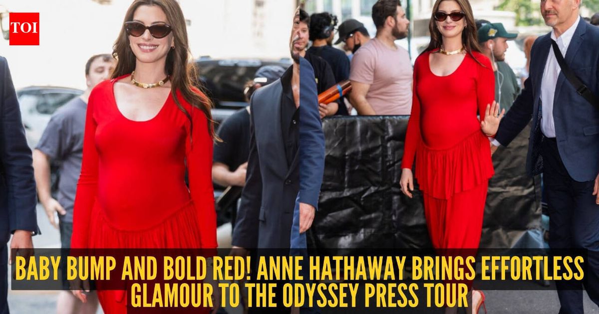 Pregnant Anne Hathaway turns heads in head-to-toe red look, proudly flaunts baby bump during New York outing