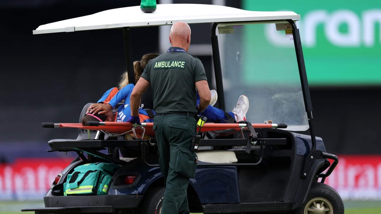 Shreyanka Patil stretchered off after twisting ankle during Netherlands clash