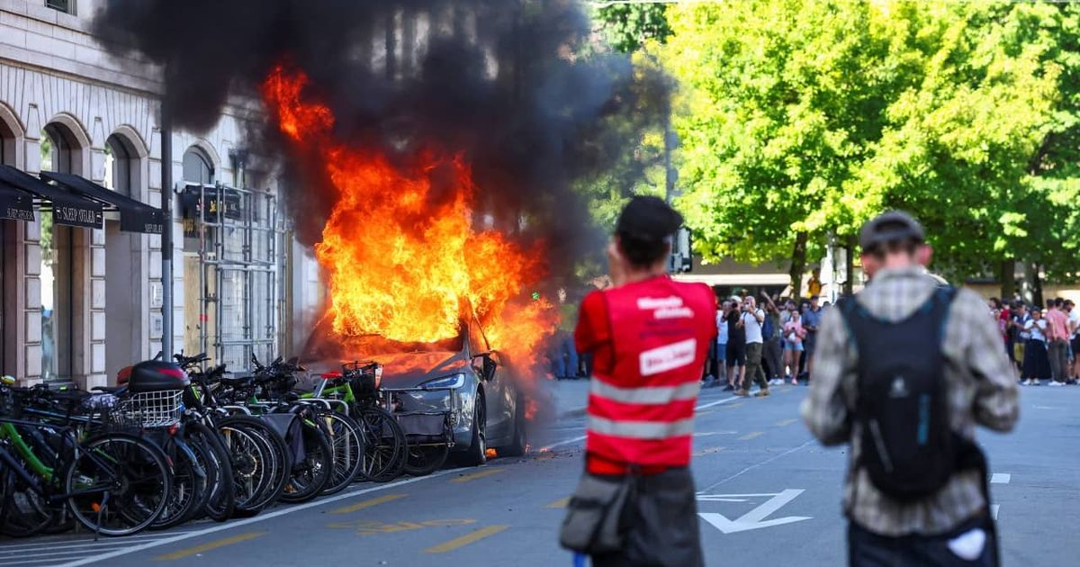 Anti-G7 protest turns violent in Geneva; Tesla burned, UN office targeted