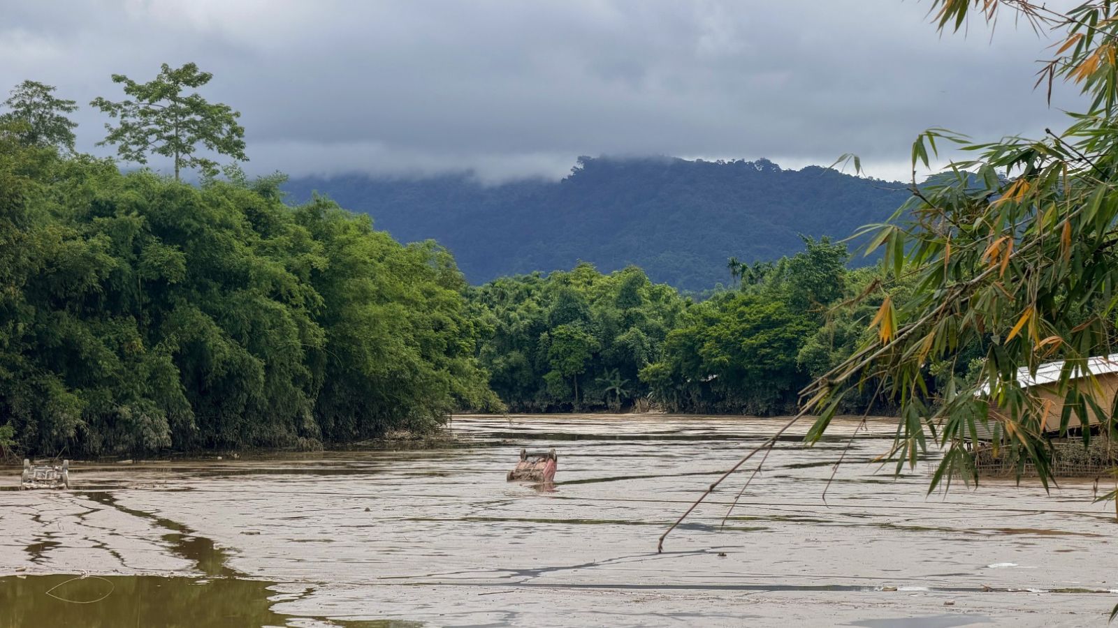 Flooded villages in Upper Assam with people seeking shelter