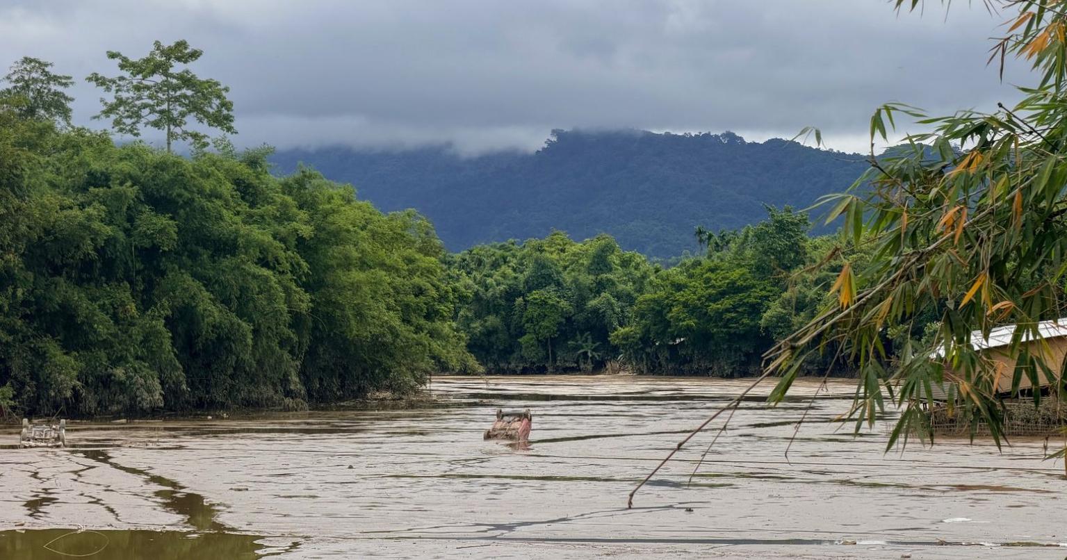 Flooded villages in Upper Assam with people seeking shelter
