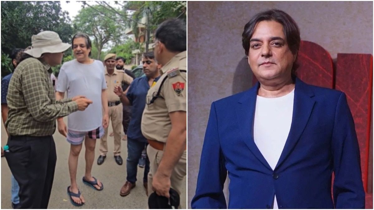 Actor Chandrachur Singh reacts as bulldozer reaches his Gurugram home