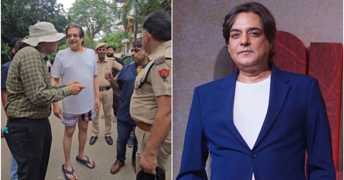 Actor Chandrachur Singh reacts as bulldozer reaches his Gurugram home