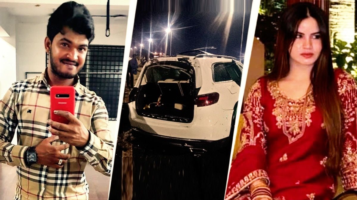 Mercedes crashes into divider, woman dies on spot, driver falls off bridge
