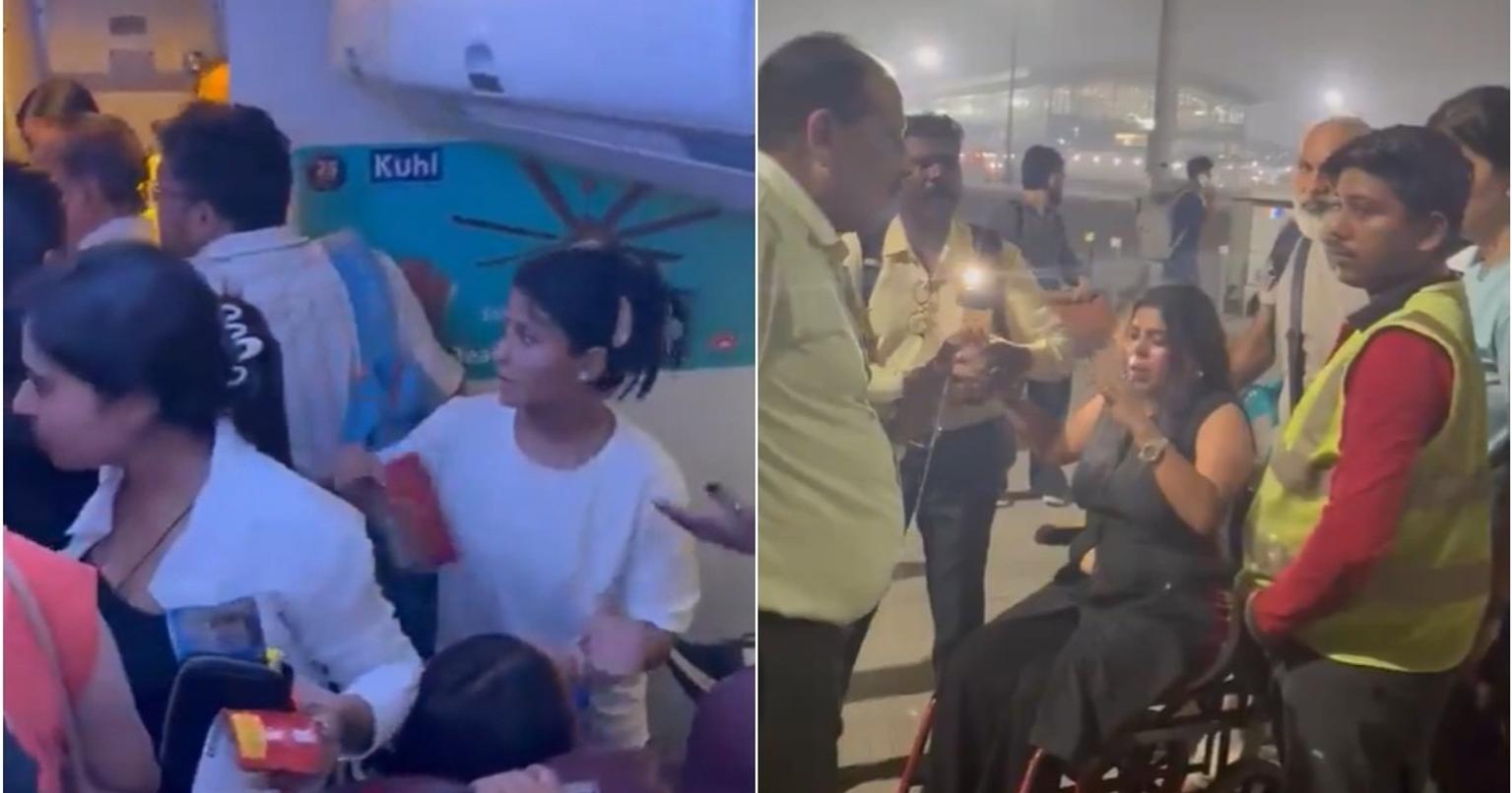 Passengers protesting on the tarmac after a SpiceJet flight