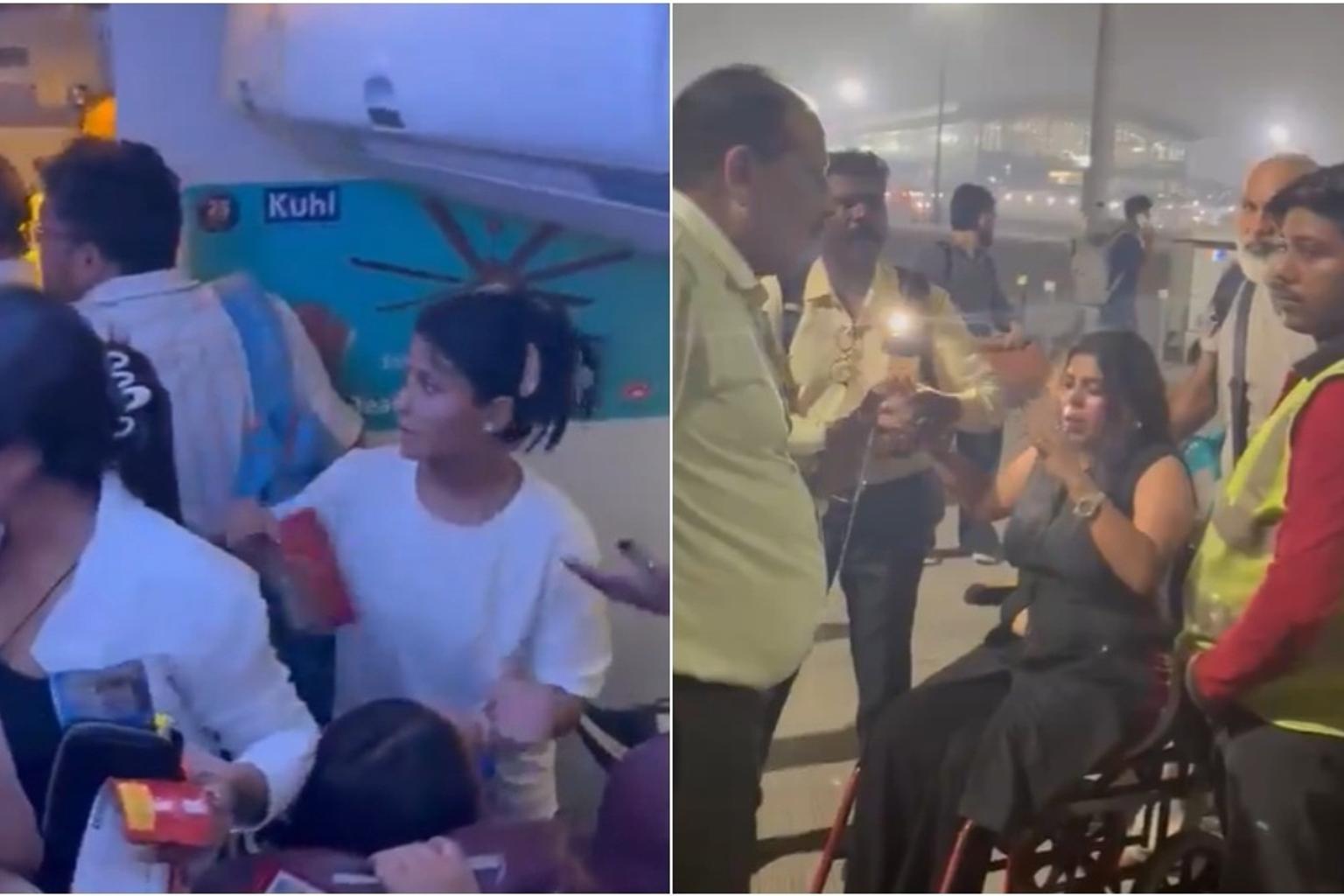 Passengers protesting on the tarmac after a SpiceJet flight