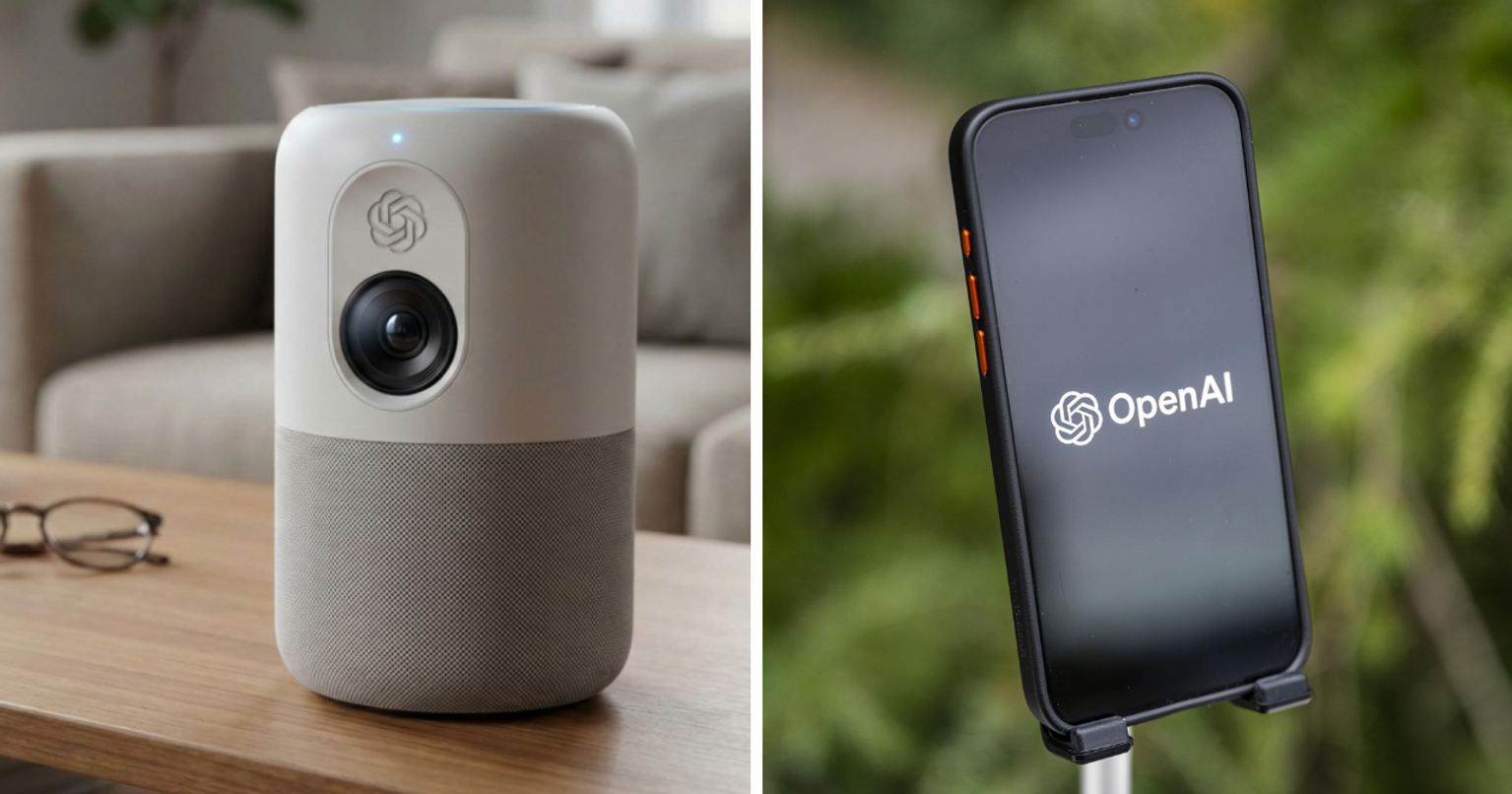 Person interacting with a smart speaker and AI assistant device