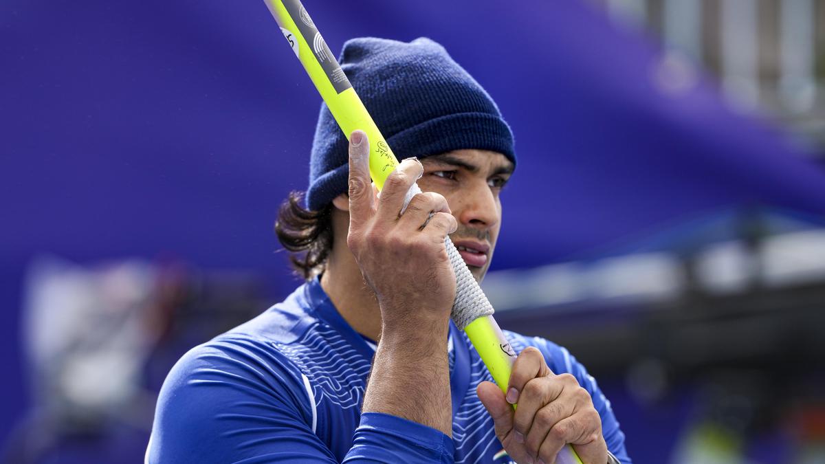 Neeraj Chopra in action during the javelin throw event