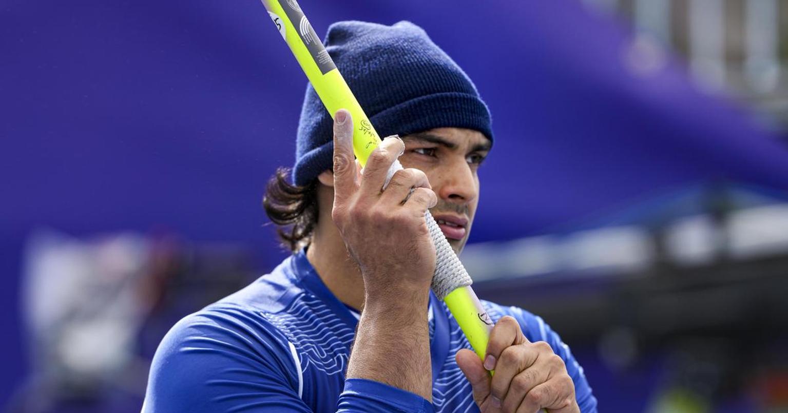 Neeraj Chopra in action during the javelin throw event