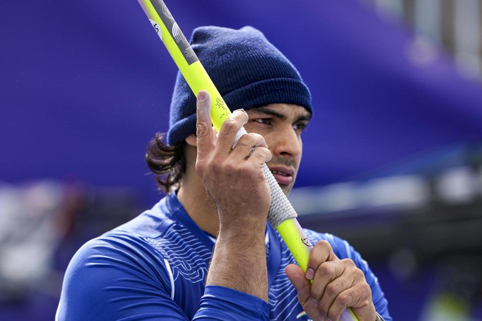Neeraj Chopra in action during the javelin throw event
