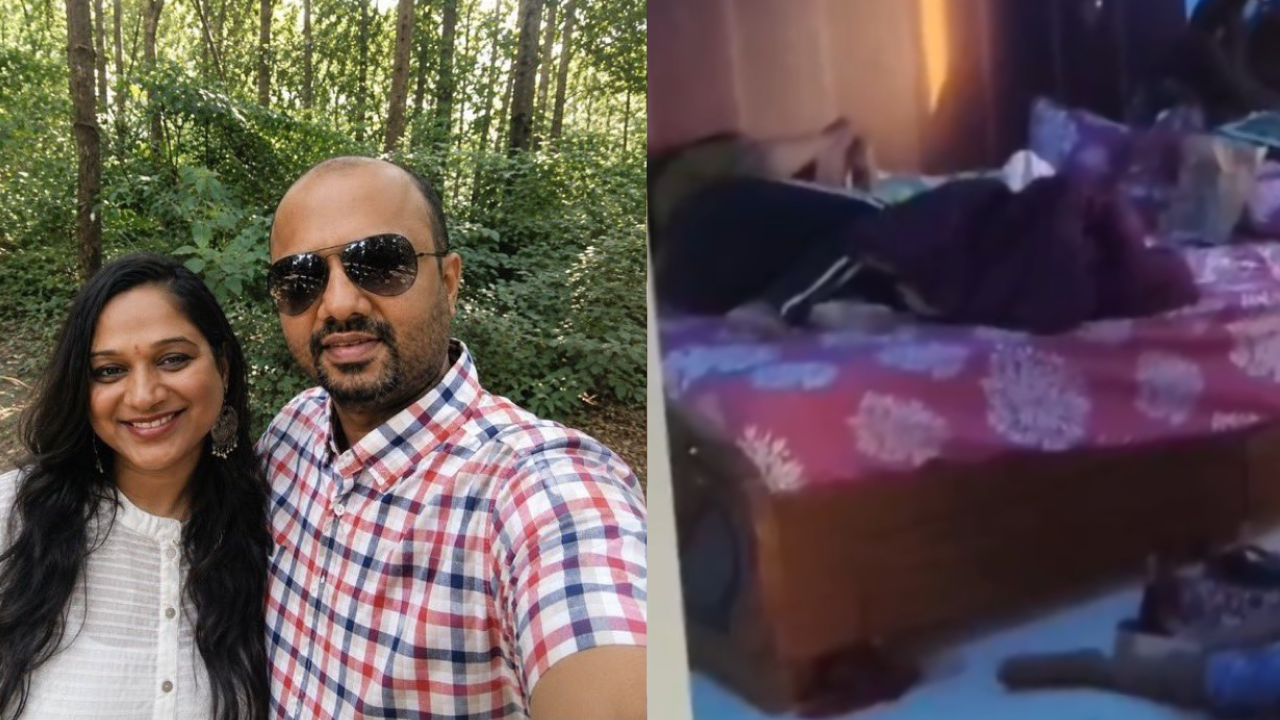 Woman scrolling through phone beside injured child on bed