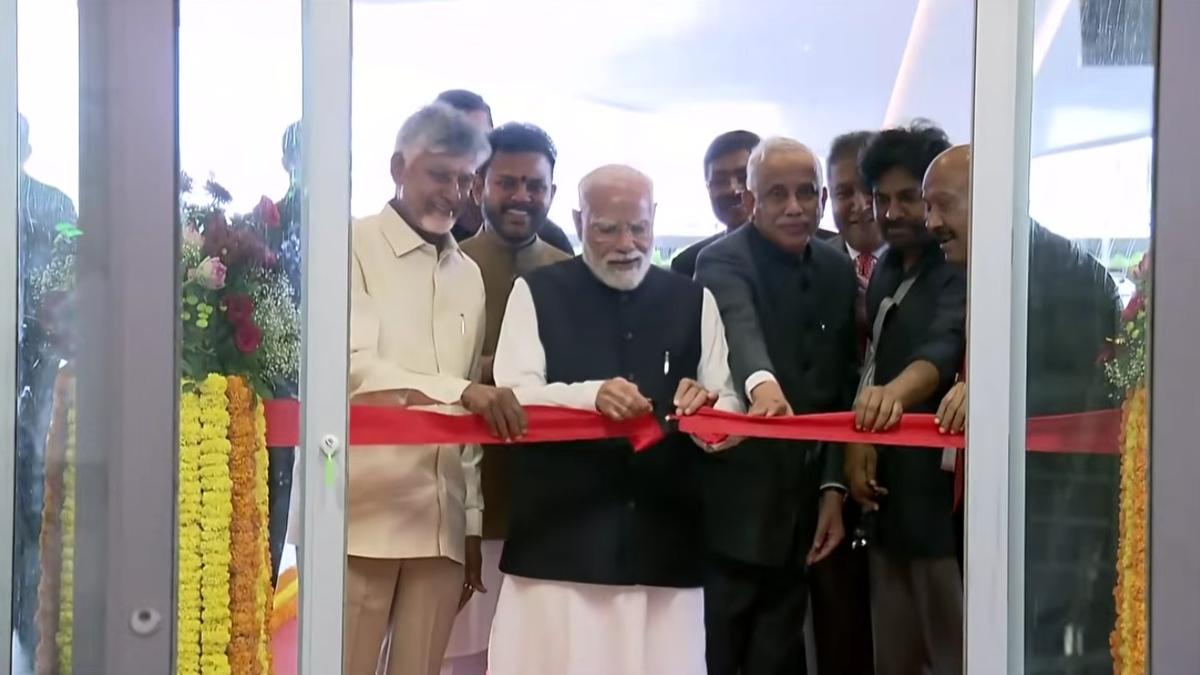 PM Modi at the inauguration of Bhogapuram international airport in Andhra Pradesh