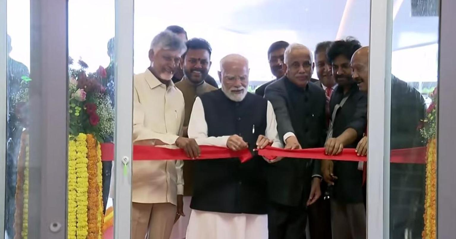 PM Modi at the inauguration of Bhogapuram international airport in Andhra Pradesh
