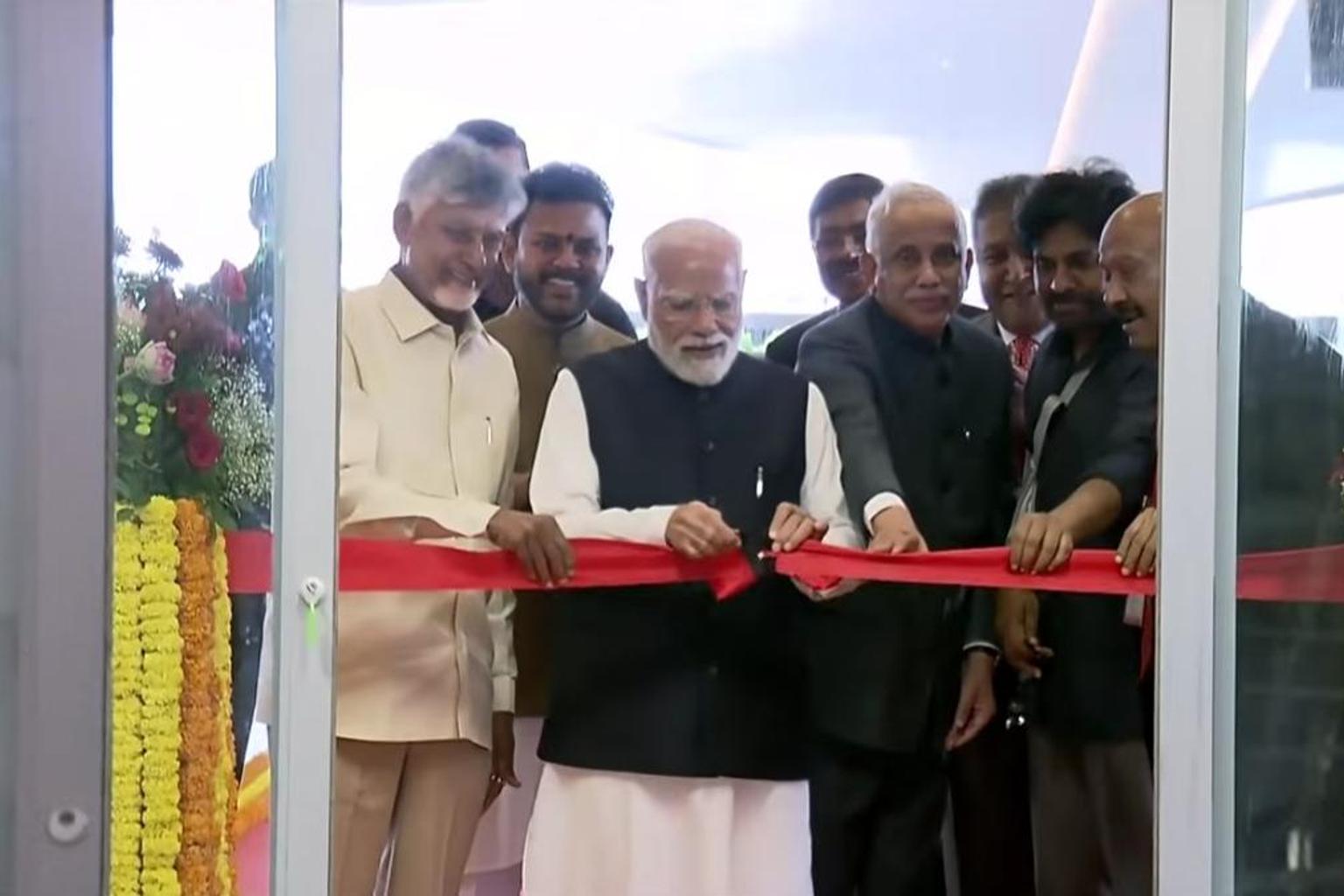 PM Modi at the inauguration of Bhogapuram international airport in Andhra Pradesh