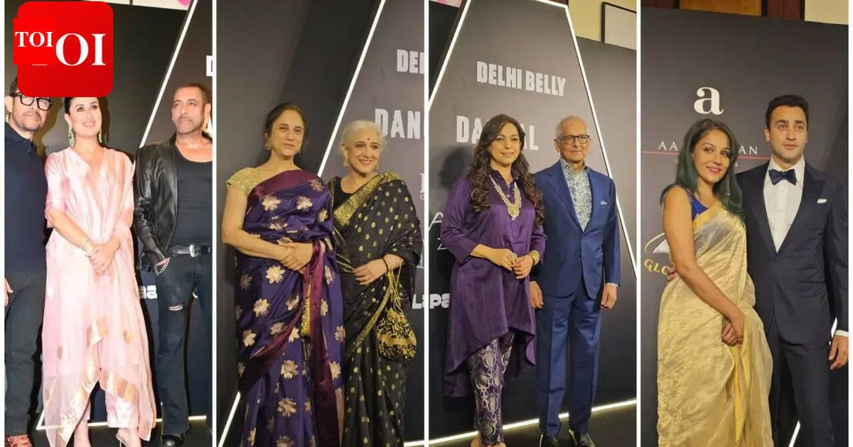 Salman Khan's rugged new look steals the spotlight at Lagaan bash; Kareena Kapoor, Juhi Chawla and Imran Khan-Lekha join festivities