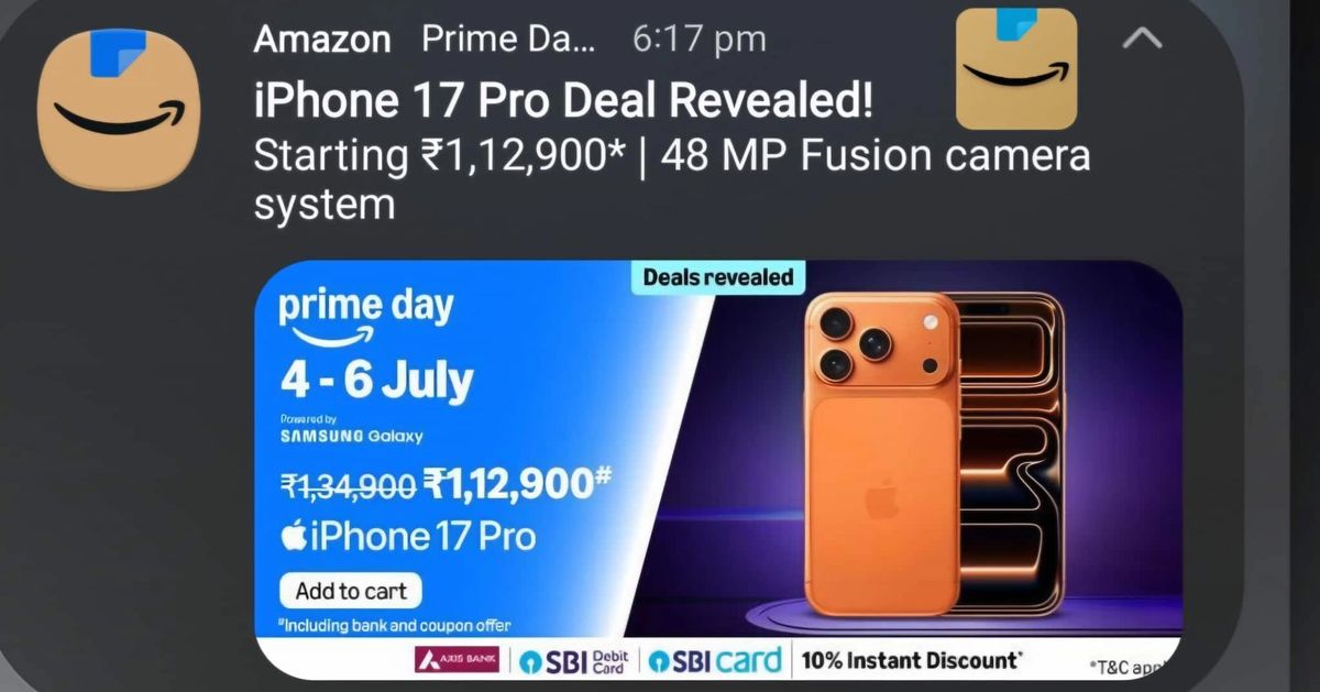 Amazon Prime Day 2026: iPhone 17 Pro price drops to Rs 1,12,900 with bank offers
