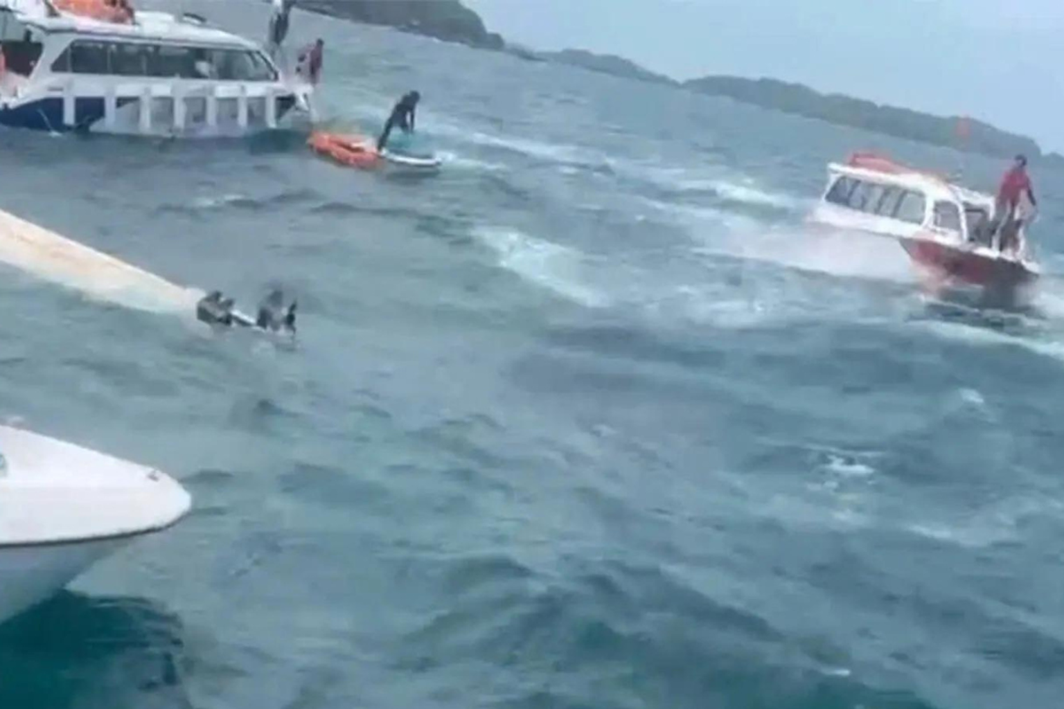 People in the water after a boat accident in Vietnam