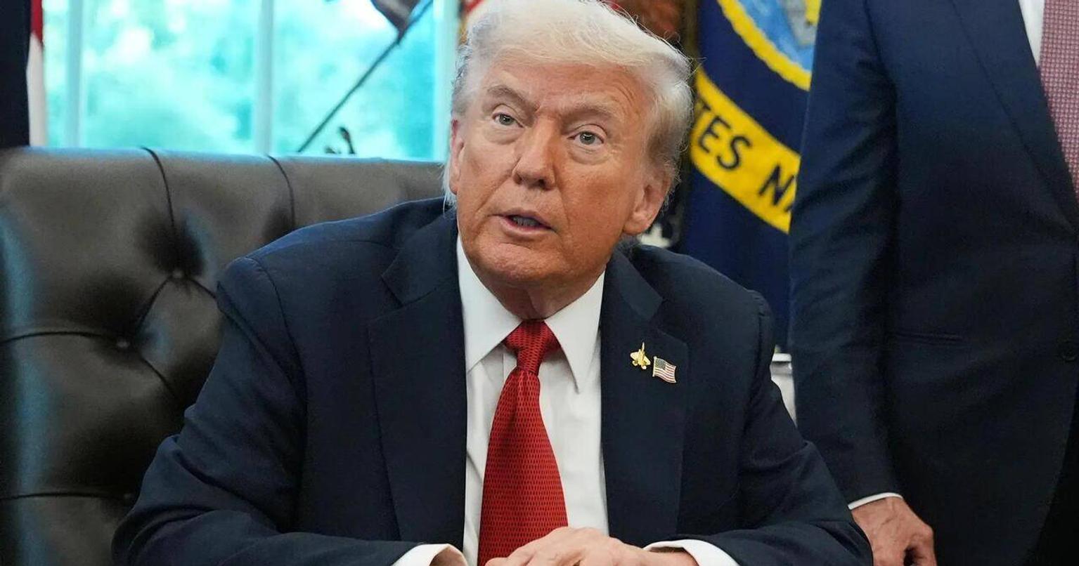 US President Donald Trump speaking at a press conference