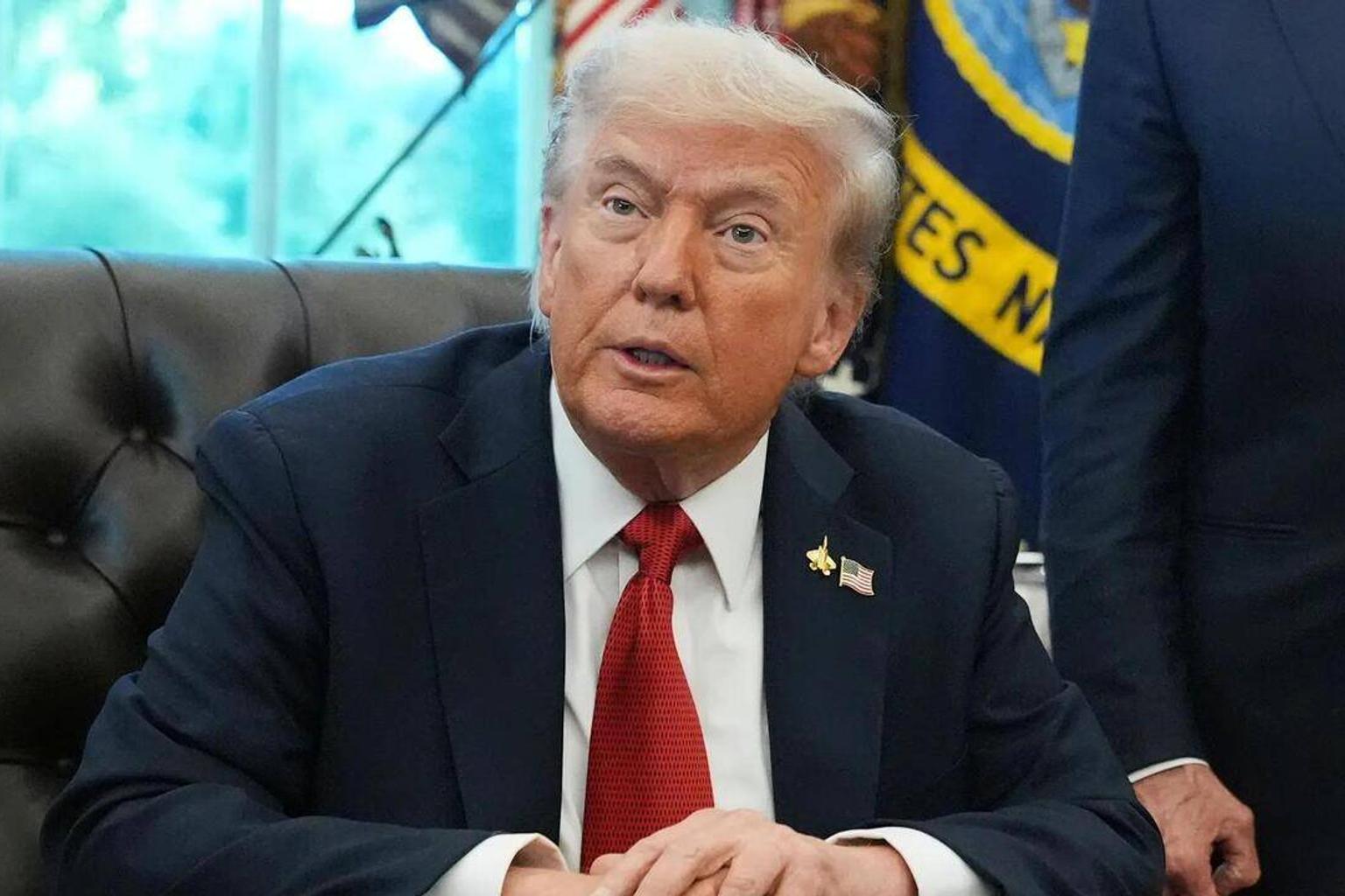 US President Donald Trump speaking at a press conference