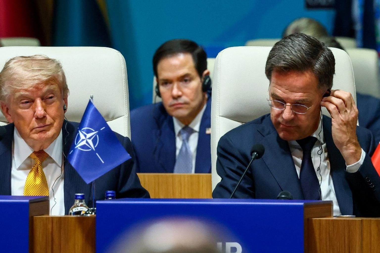 US President Donald Trump at the NATO summit with other leaders