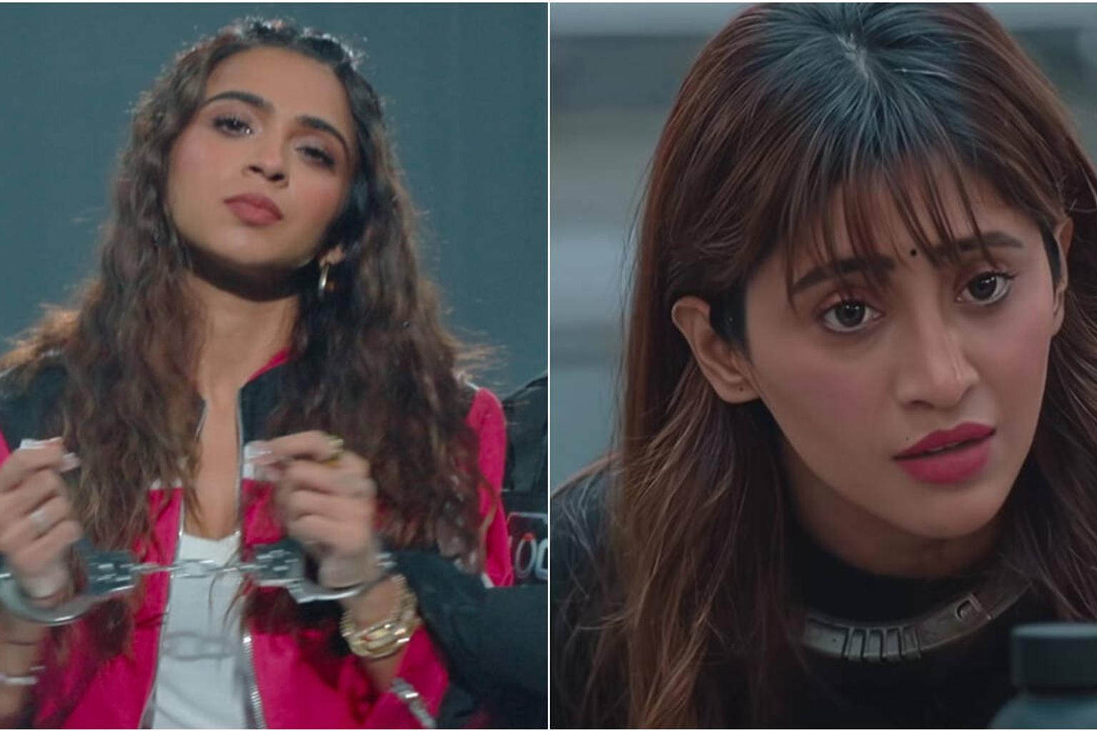 Apoorva Mukhija and Shivangi Joshi in Lock Upp jail